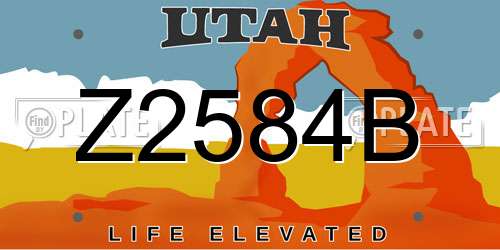 Z2584B Utah License Plate