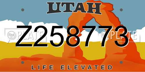 Z258773 Utah License Plate