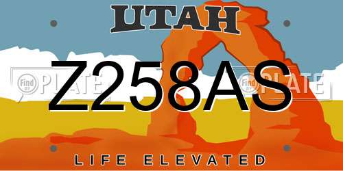 Z258AS Utah License Plate