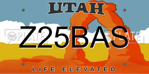 Z25BAS Utah License Plate