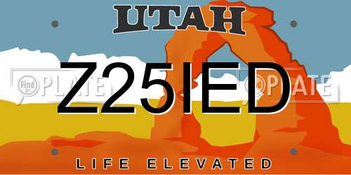 Z25IED Utah License Plate