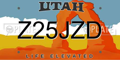 Z25JZD Utah License Plate