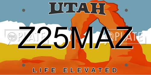 Z25MAZ Utah License Plate