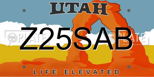 Z25SAB Utah License Plate