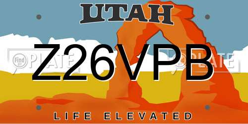 Z26VPB Utah License Plate
