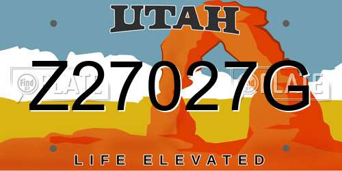 Z27027G Utah License Plate