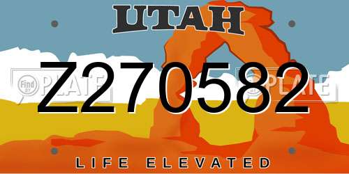 Z270582 Utah License Plate