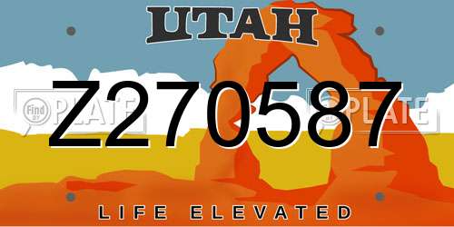 Z270587 Utah License Plate