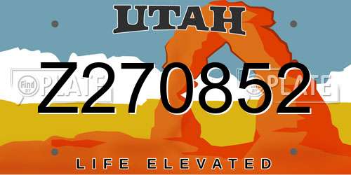 Z270852 Utah License Plate