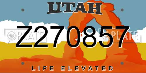 Z270857 Utah License Plate