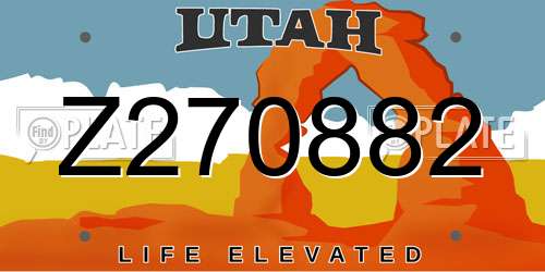 Z270882 Utah License Plate
