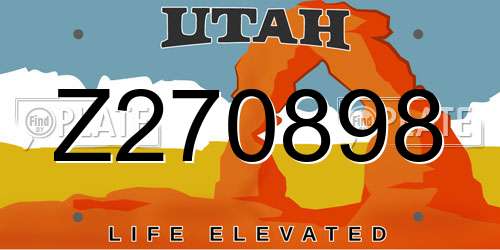 Z270898 Utah License Plate