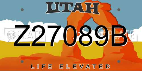 Z27089B Utah License Plate