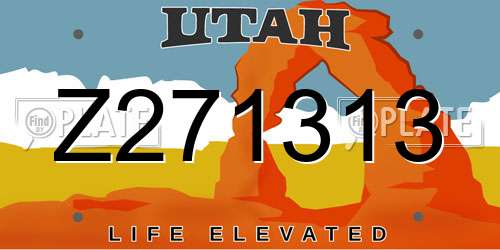 Z271313 Utah License Plate