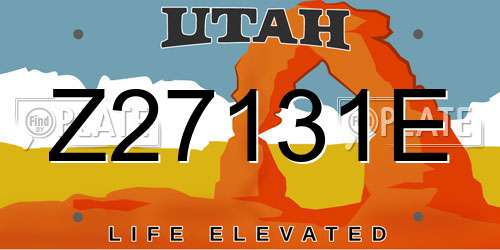 Z27131E Utah License Plate