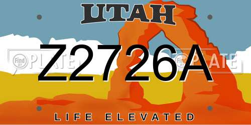 Z2726A Utah License Plate
