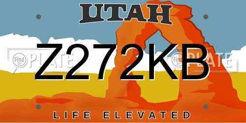 Z272KB Utah License Plate