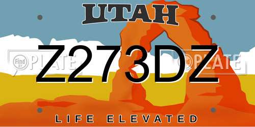 Z273DZ Utah License Plate