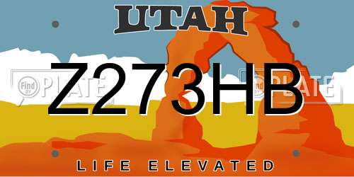 Z273HB Utah License Plate