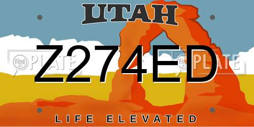 Z274ED Utah License Plate