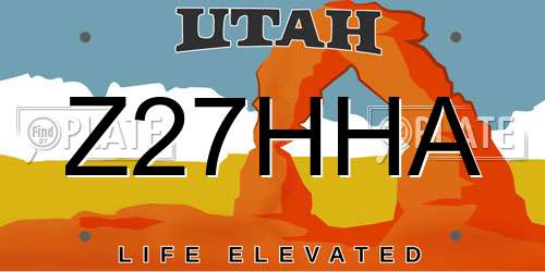 Z27HHA Utah License Plate