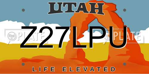 Z27LPU Utah License Plate