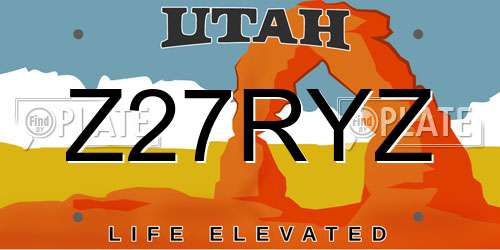 Z27RYZ Utah License Plate