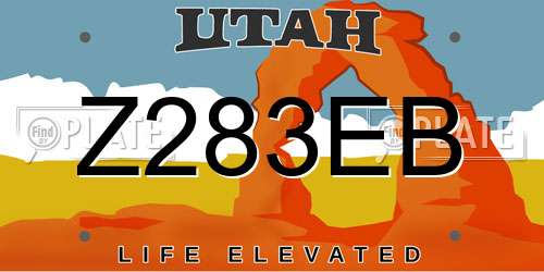 Z283EB Utah License Plate