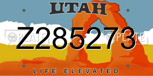 Z285273 Utah License Plate
