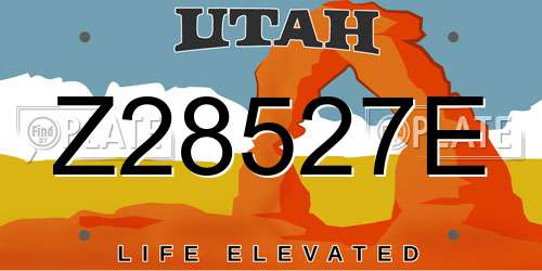 Z28527E Utah License Plate