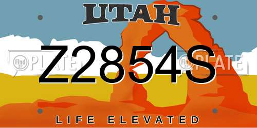 Z2854S Utah License Plate