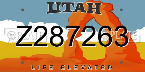 Z287263 Utah License Plate