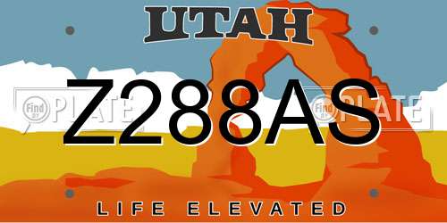 Z288AS Utah License Plate