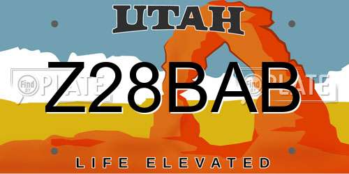 Z28BAB Utah License Plate