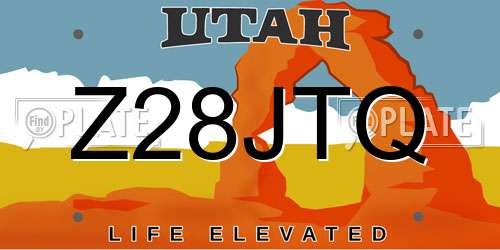 Z28JTQ Utah License Plate