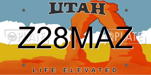 Z28MAZ Utah License Plate