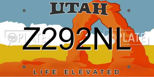 Z292NL Utah License Plate