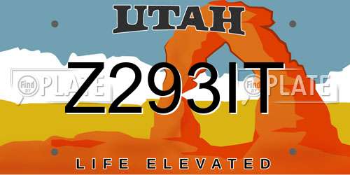 Z293IT Utah License Plate