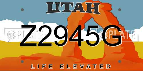 Z2945G Utah License Plate
