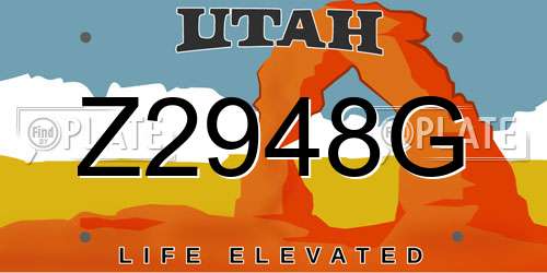 Z2948G Utah License Plate
