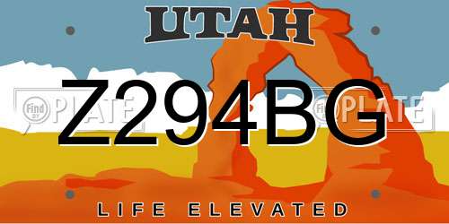 Z294BG Utah License Plate