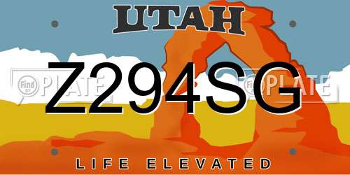 Z294SG Utah License Plate
