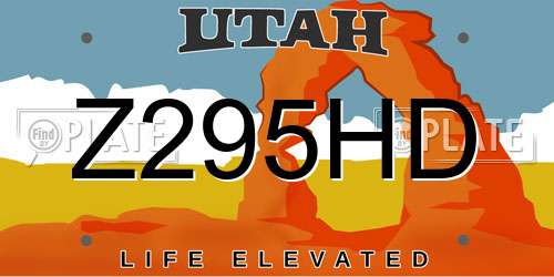 Z295HD Utah License Plate