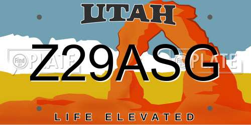 Z29ASG Utah License Plate