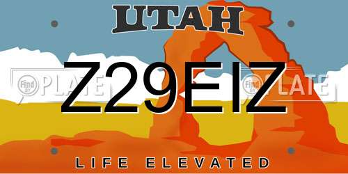 Z29EIZ Utah License Plate