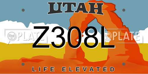 Z308L Utah License Plate