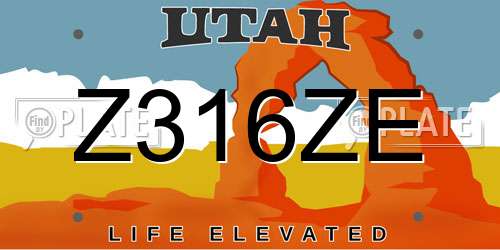 Z316ZE Utah License Plate