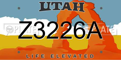 Z3226A Utah License Plate