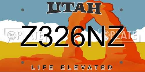 Z326NZ Utah License Plate