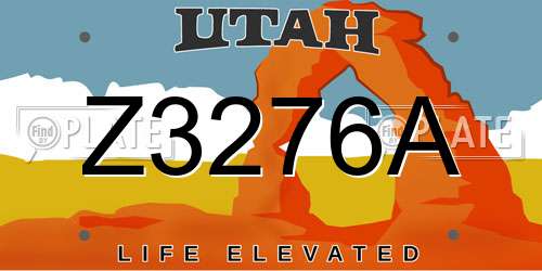 Z3276A Utah License Plate
